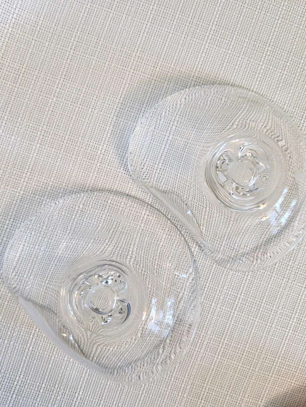 Vtg Fostoria Pine Etched Candlestick Holders Flora Art Glass MCM Kidney
